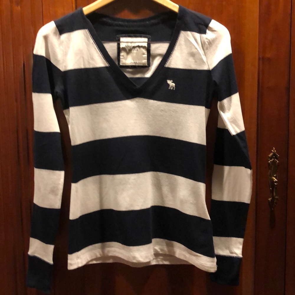 Abercrombie and Fitch Navy Striped Long Sleeve